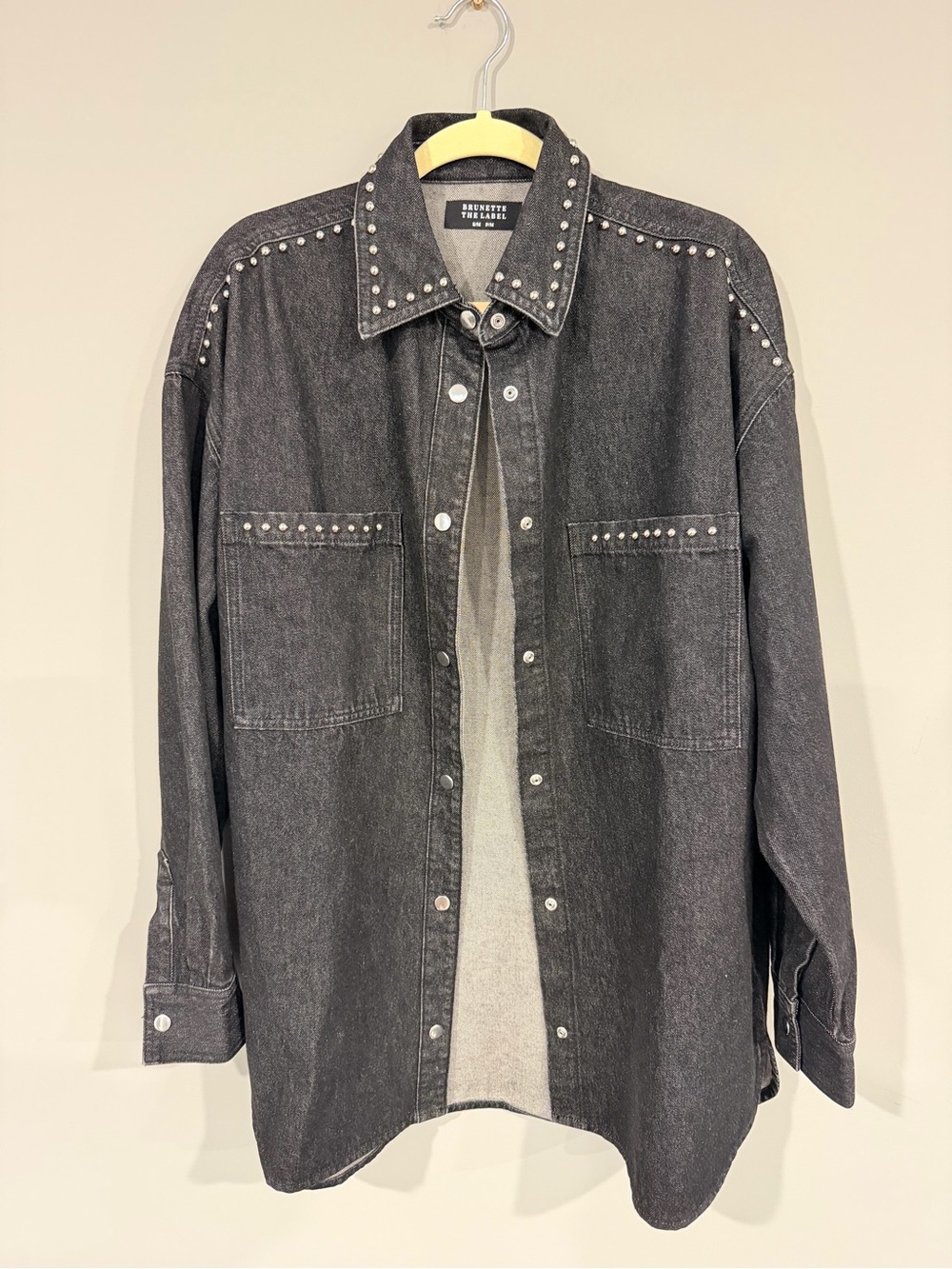 Brunette the Label Shania Jacket Oversized Small Medium Black with Studs